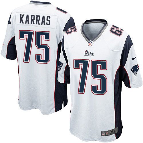 Men New England Patriots 75 Ted Karras Nike White Game NFL Jersey